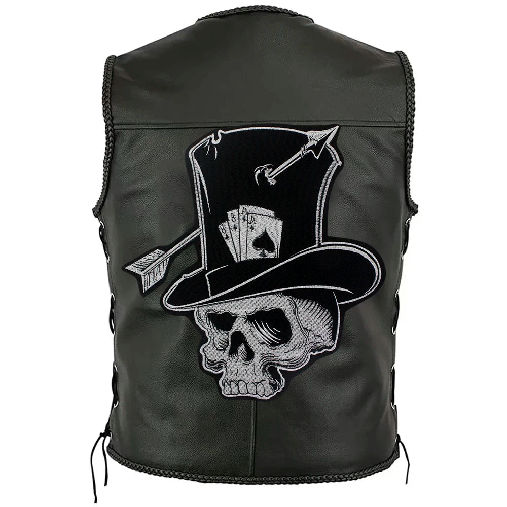 Poker Ace of Spades Embroidery Skull Iron Patch For Clothing Patches Punk Appliques sewing Sticker