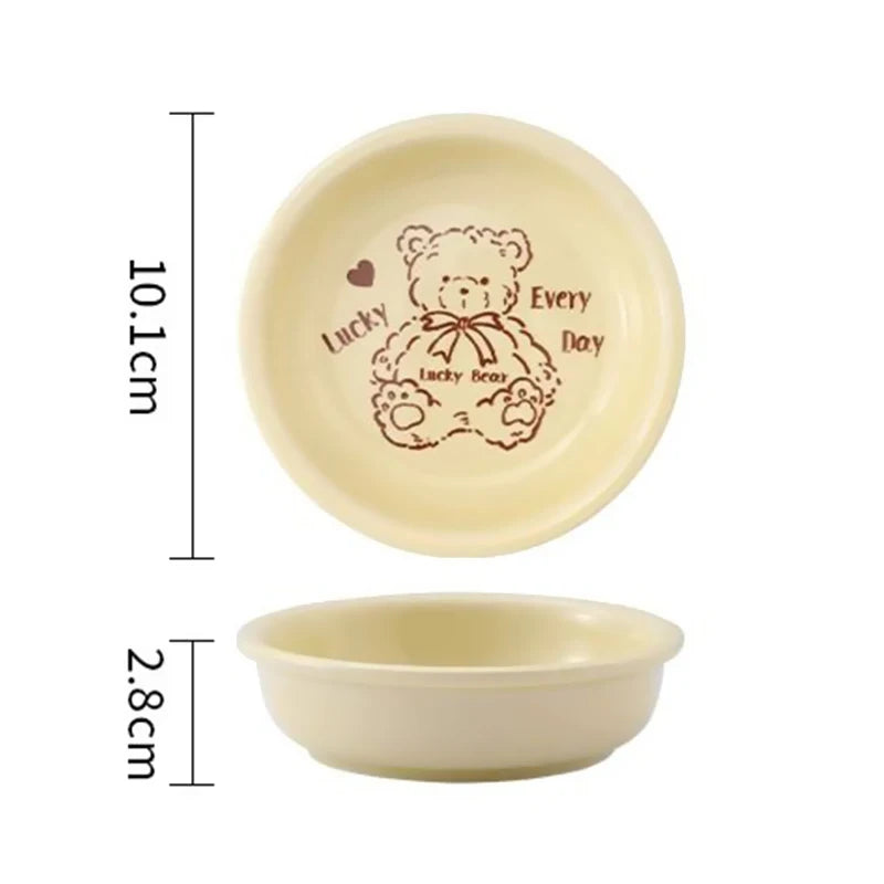 4 Inches Ceramic Disc Cartoon Little Bear Fruit Bowl Dipping Saucer Hot Pot Plate