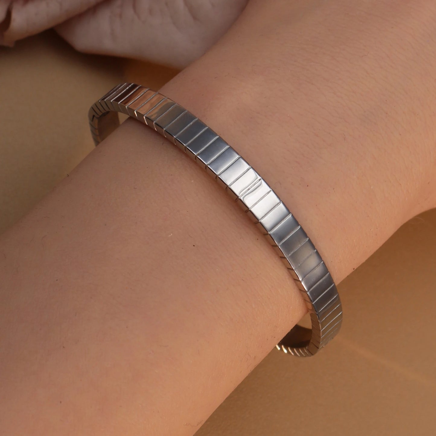 Vintage 18K Plated Stainless Steel Crystal Women's Fashion Bangles Bracelet