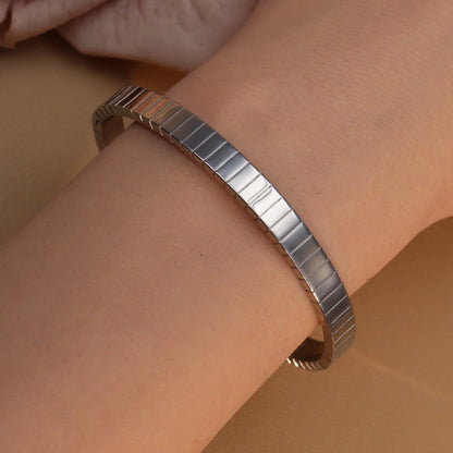 Vintage 18K Plated Stainless Steel Crystal Women's Fashion Bangles Bracelet