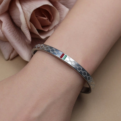 18K Gold Plated Stainless Steel 55MM Red Green Bangles Fashionable Bracelet