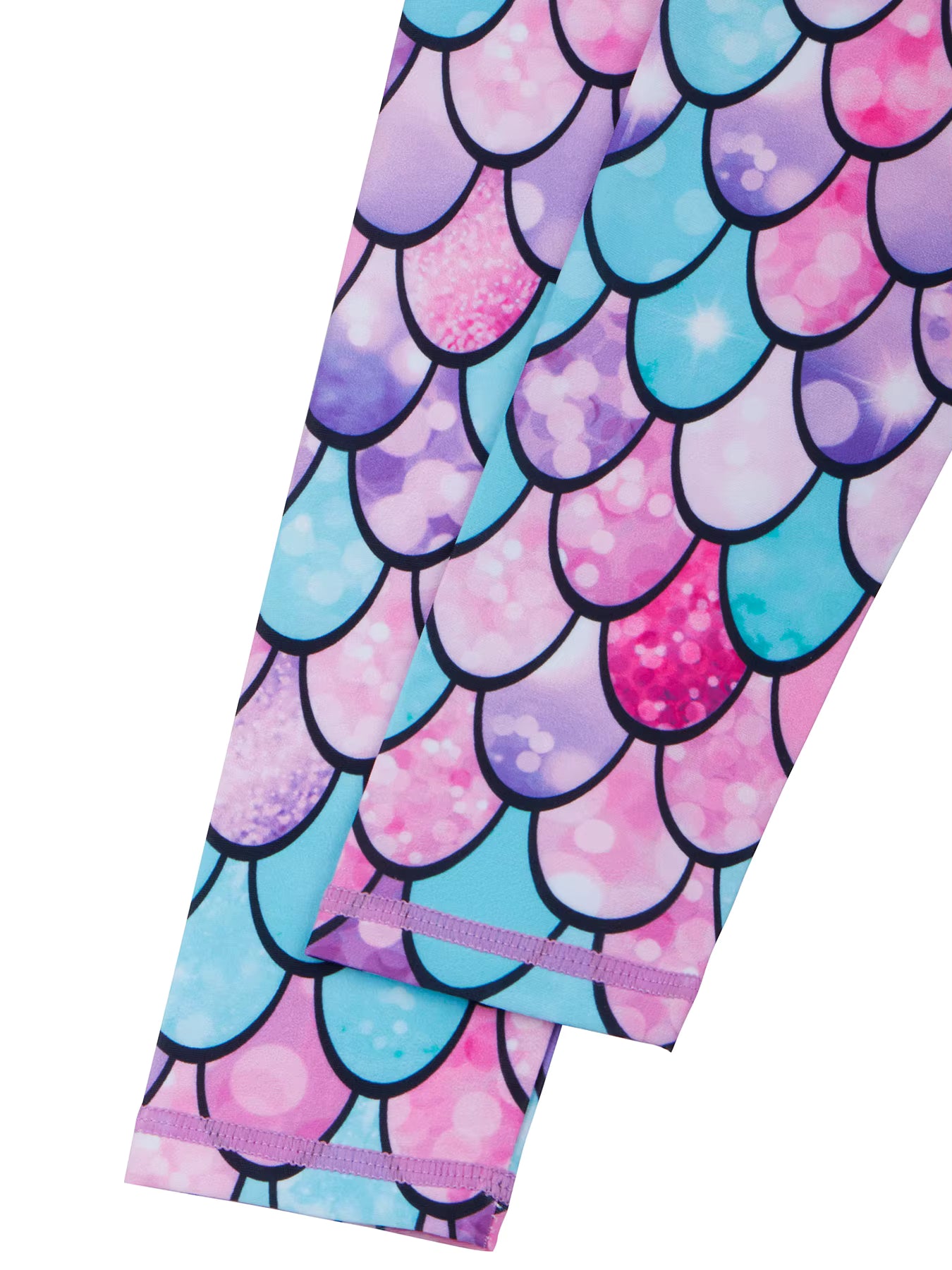 2pcs Kids Girls Long-Sleeved Scale Print Tops Boyleg Swim Shorts Swimwear Suit