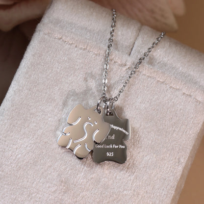 Small Elephant Double Pendant Designer Stainless Steel 18K Gold Plated Women's Necklace
