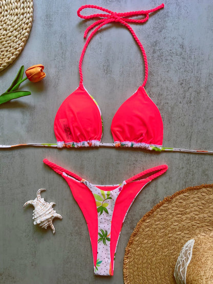 Women Printed Triangle Bikini Push Up Brazilian Swimwear Bikinis Padded Swimsuit Thong Bathing Suit