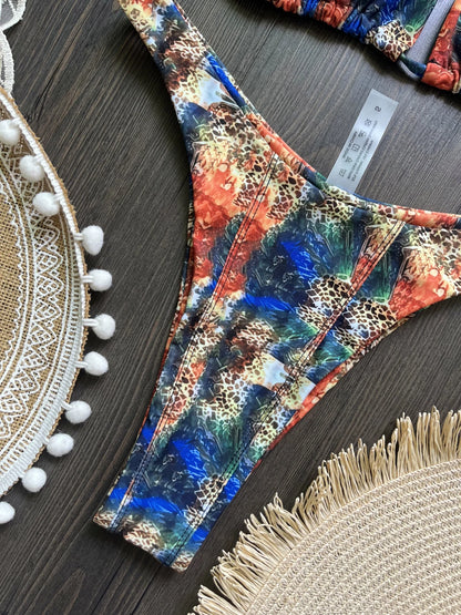 Sexy Micro Swimwear Print Swimsuit Two-pieces Brazilian Bikini Bather Bathing Suit