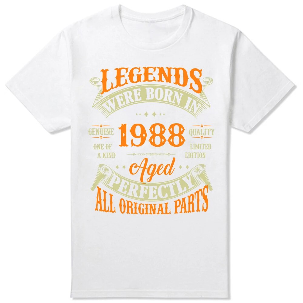Men Novelty Style Legends Born In 1988 Graphic Short Sleeve Tees T-shirts