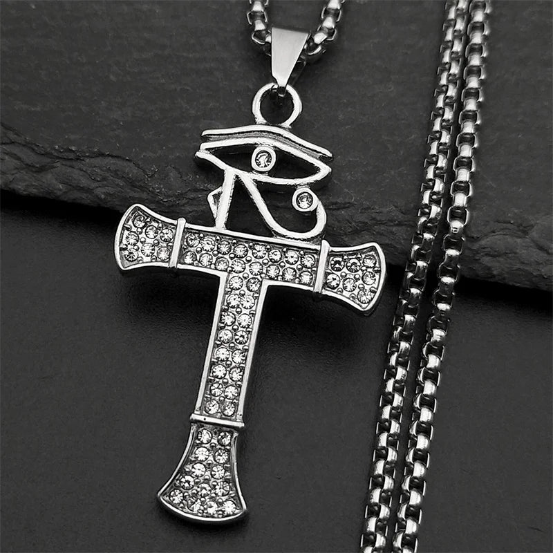Men Stainless Steel Gold Color Christian Jesus Cross Crucifix Pendant Necklace