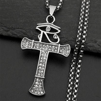 Men Stainless Steel Gold Color Christian Jesus Cross Crucifix Pendant Necklace