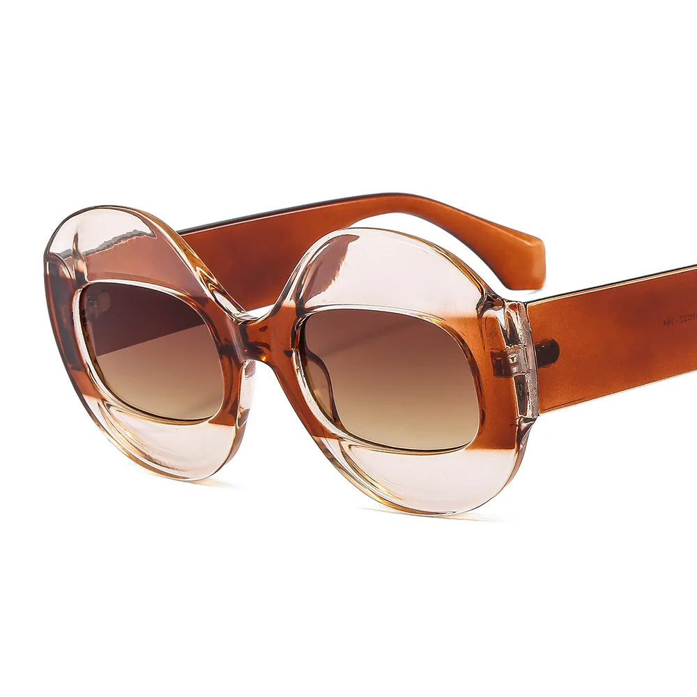 Men Women Retro Oval Clear Gradient Lens Shades UV400 Fashion Round Glasses Sunglasses
