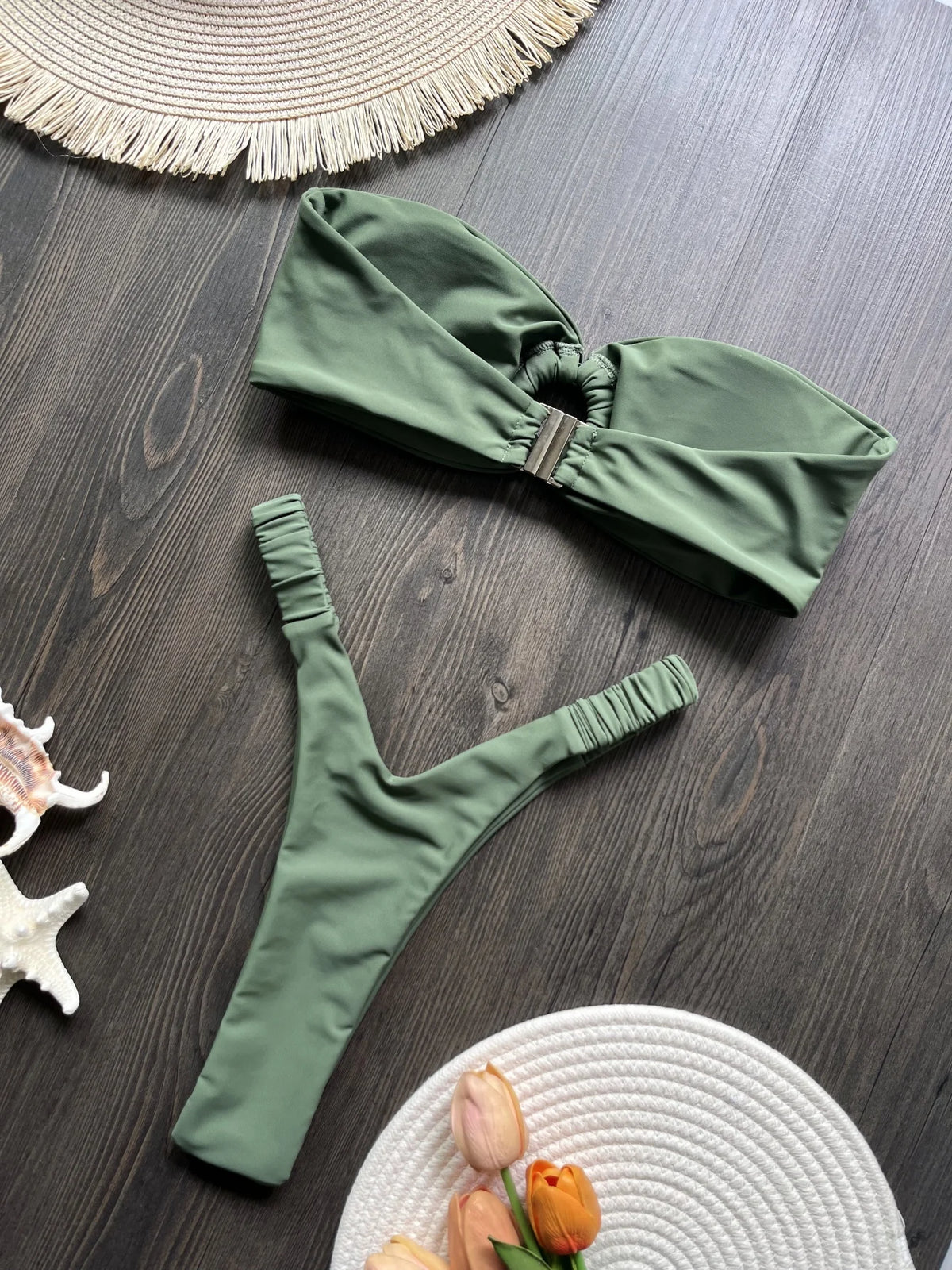 Sexy Micro Bikini Tube Top Women Swimsuits Swimwear Brazilian Thong Biquini Swimming Suit
