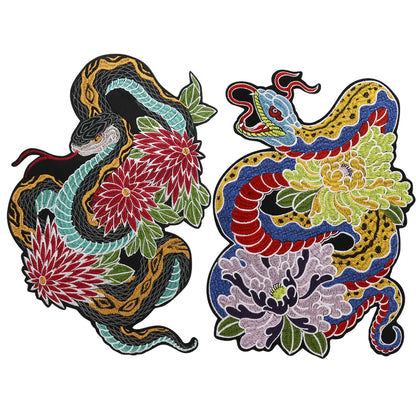 Colorful Python Embroidered Motorcycle Patch Appliques Iron on Patches Badge Clothes Sewing