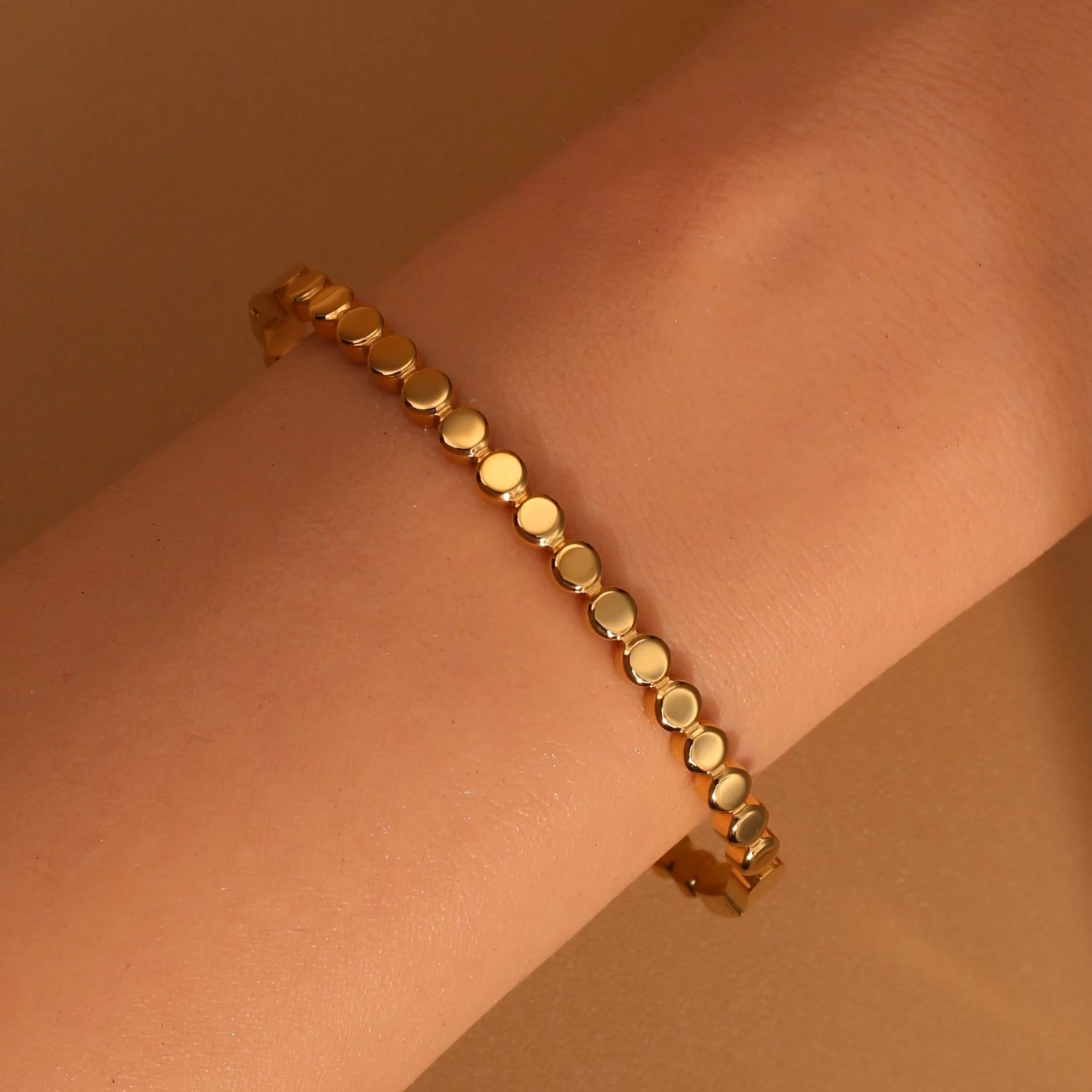 New Floral Blue Zircon Lentil Design 18K Gold Plated Stainless Steel Women's Bracelet Jewelry