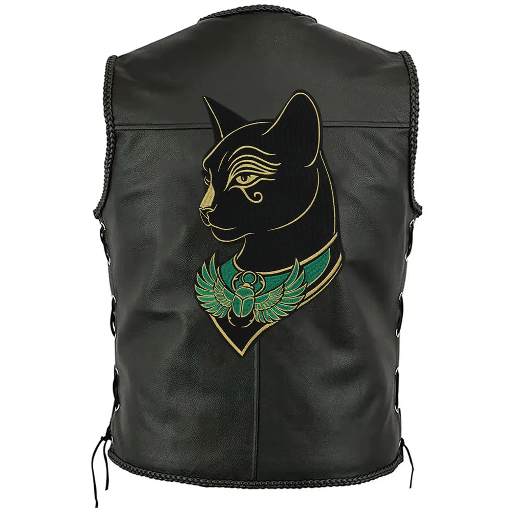 Large Black Noble Animal Cat Patch Embroidered Patches Iron on Clothing Backpack Badges Twill Craft Stickers