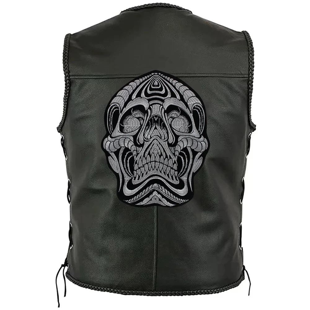 Large Size Skull Embroidered Patch for Clothes Patches Iron on Sew on Badges Appliques
