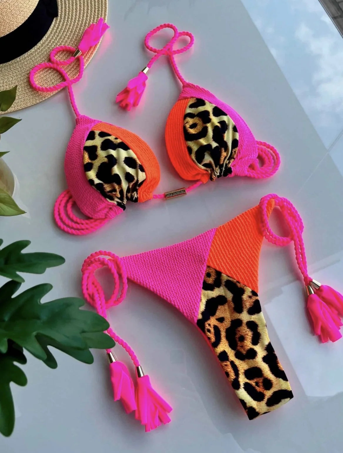 Sexy Splices 2 Pieces Bikinis Swimsuit Push Up Brazilian Beachwear Bathing Suit