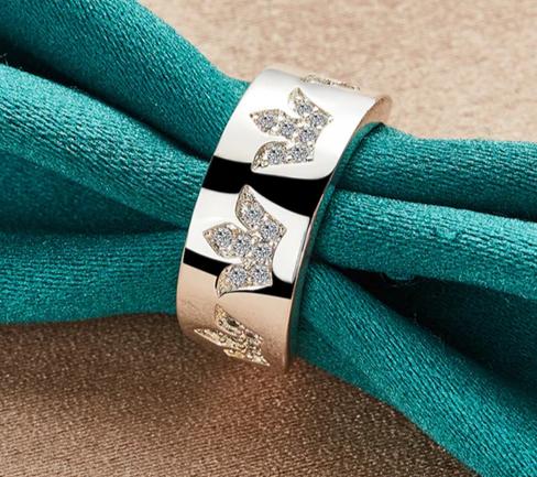 925 Sterling Silver Crown Zircon Women Man Wedding Engagement Party Fashion Charm Ring