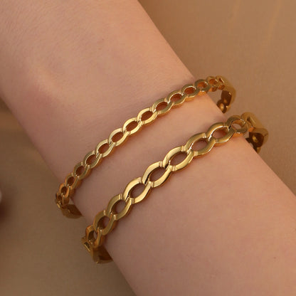 18K Gold Plated Stainless Steel Zircon Chain Hollow Women's Bracelet