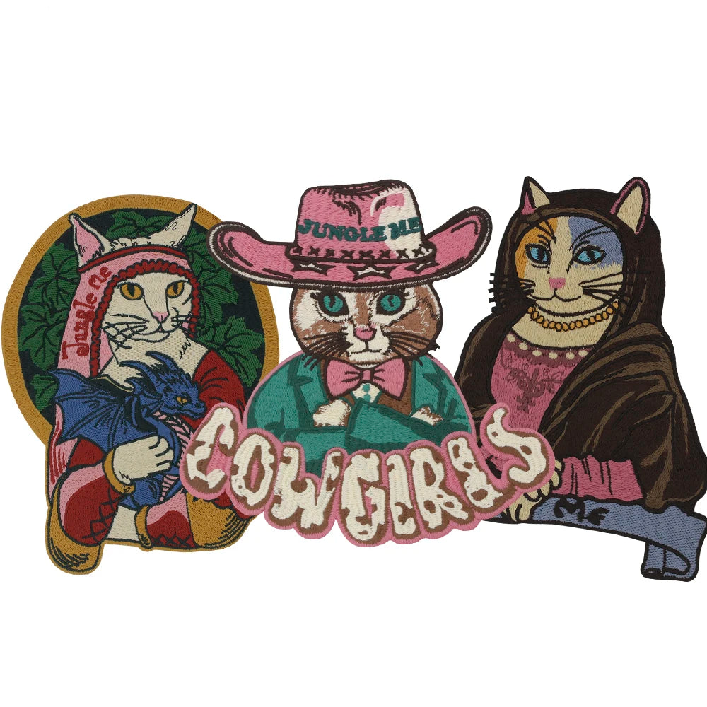 Embroidery Animal Hat Cat Sticker Patch Appliques Iron on Patches Badge Clothes Sewing
