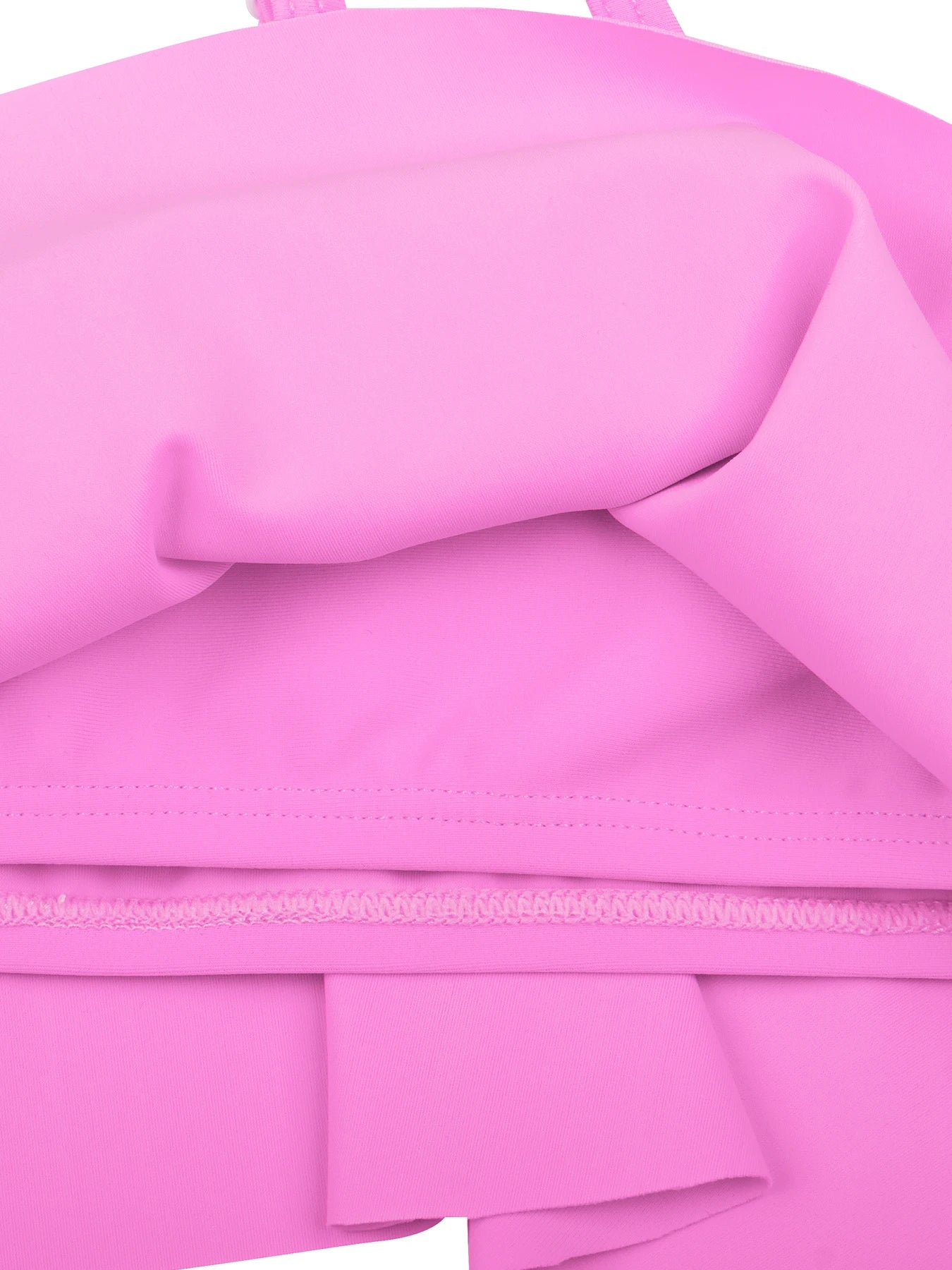 2pcs Kids Girl Sleeveless Pink Ruffle Crop Tops Scale Print Swim Briefs Swimming Suit