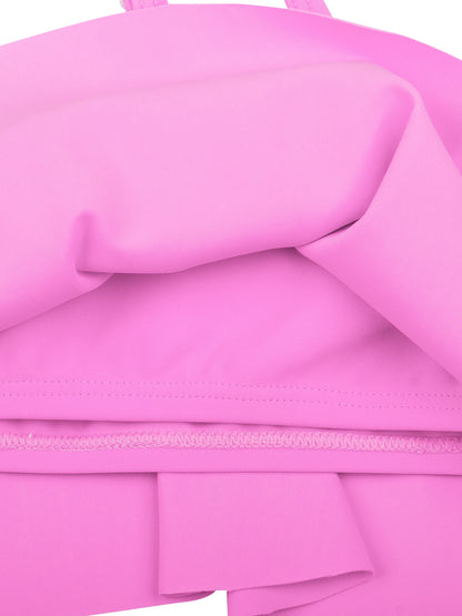 2pcs Kids Girl Sleeveless Pink Ruffle Crop Tops Scale Print Swim Briefs Swimming Suit