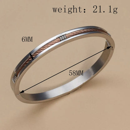 Stainless Steel Ball Open Cuff Bangle Wire Rope Bracelet Wrist Ornament Jewelry Gift