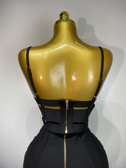 Sexy Cut Out Mini Bandage Two Piece Celebrity Evening Birthday Club Party Skirt Dress