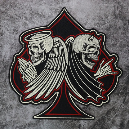 Large-Size Winged Skull Angel Biker Motorcycle Embroidered Patch Appliques Iron on Patches Badge Clothes Sewing