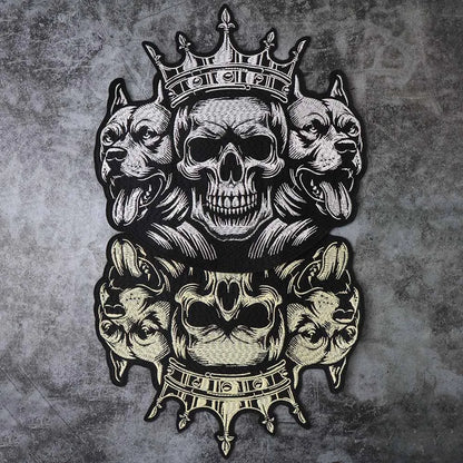 Cool gold and silver crown skull Embroidered Patch Appliques Iron on Patches Badge Clothes Sewing