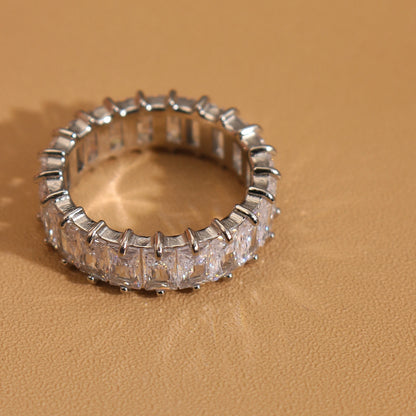 Square Zircon Stainless Steel plated 18K gold color Women's Wedding Ring