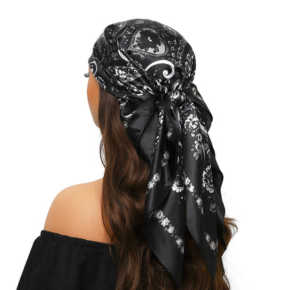 90cm Women Four Seasons Square Silk Satin Bandana Wrap Shawl Scarves Scarfs Spk13