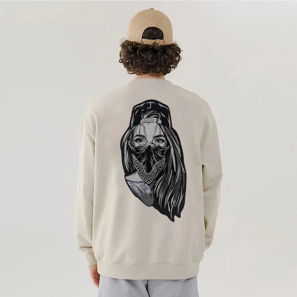Veiled Girl Patch Large-Size Biker Stickers Embroidered Patch Appliques Iron on Patches Badge Clothes Sewing