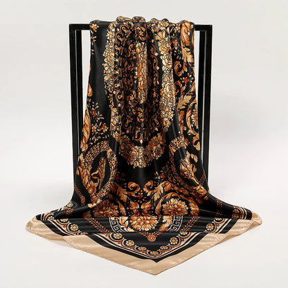 Women Fashion Silk Square Scarf Printed Flower Pashmina Bandana Scarves