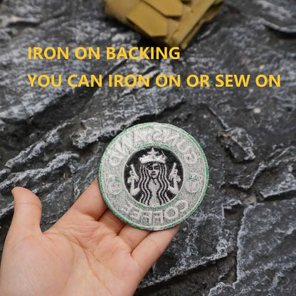G.U.N.S AND COFFEE Embroidered Patch Iron-On Sewing Clothes Patches Applique
