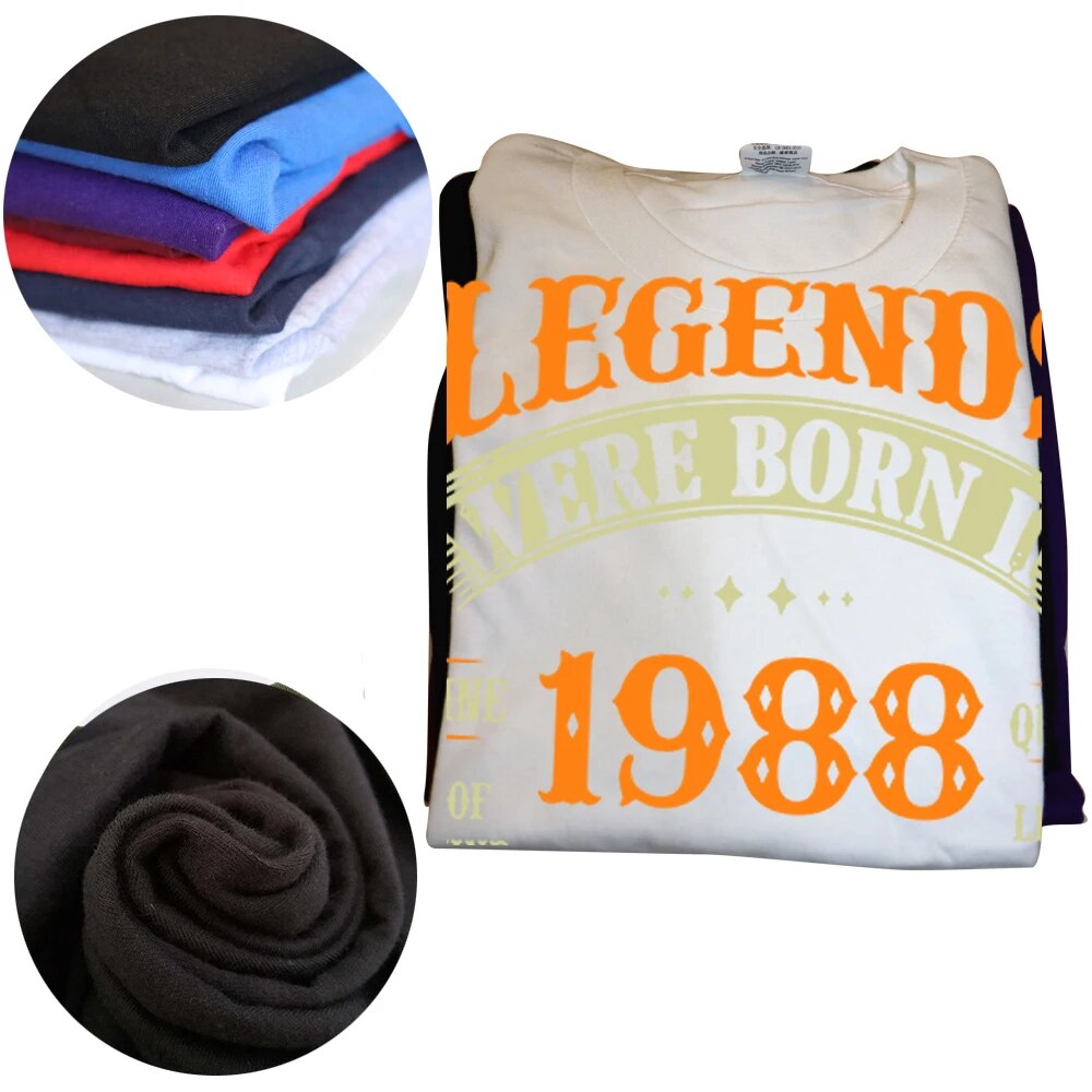 Men Novelty Style Legends Born In 1988 Graphic Short Sleeve Tees T-shirts