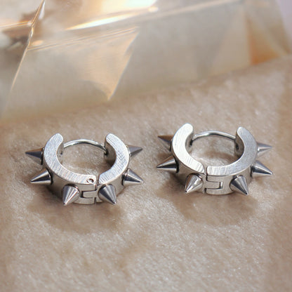 1Pair Women Men Punk Stainless Steel Spiky Thorn Gothic Stud Earrings