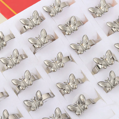 20 Pieces/Lot Fashion Stainless Steel Insect Butterfly Charm Waterproof Rings