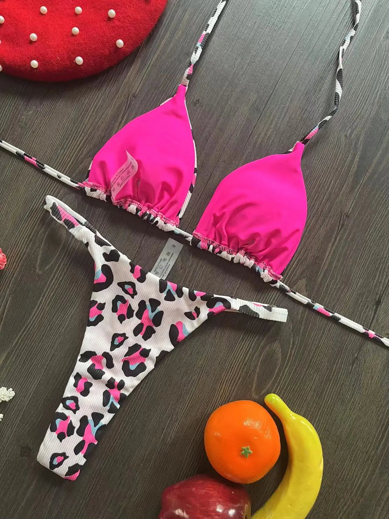 Women's Bikini Split Print Swimwear Fashion G-string Beach Swimsuit Suit