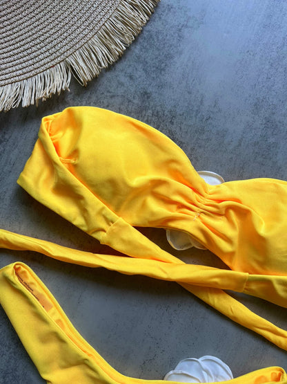 Sexy Flower Women Lace-up Swimsuit Swimming Bathing Brazilian Thong Bikini Suit