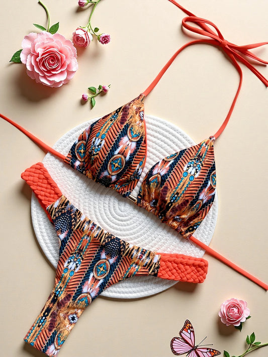 Women Micro Two-Piece Leopard Push Up Thong Bikini Beachwear Bathing Suit