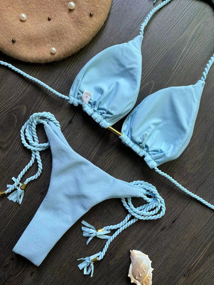 Sexy solid color women's bikini swimsuit two-piece beach Swimwear bikini suit