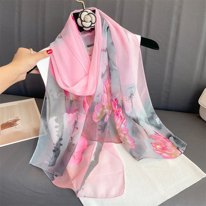 Women Beach Scarf Georgette Silk Shawls Design Printed Wraps Scarves