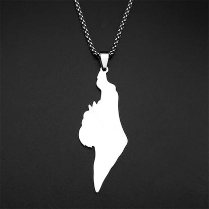 Women Men Stainless Steel Gold Color Magen Jewish Star David Hebrew Israel Map Lion of Judah Pendant Necklace