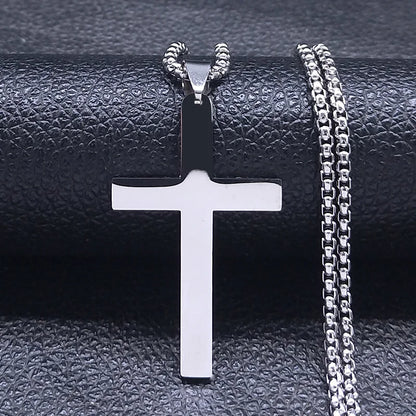 Men Fashion Cross Gold Stainless Steel Choker Cross Stainless Steel Choker Pendant Necklace