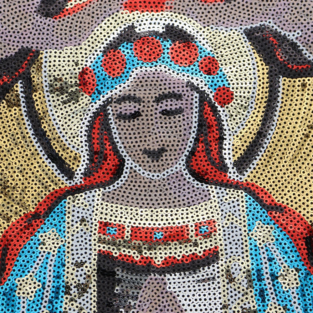Beaded sequin Madonna Embroidery Patch Appliques Iron on Patches for Clothing Sewing