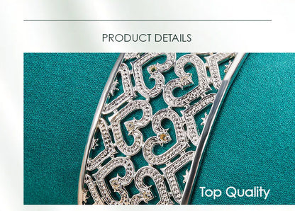 925 Sterling Silver Big 28mm Heart Wedding Engagement Fashion Charm Party Bangle Bracelet