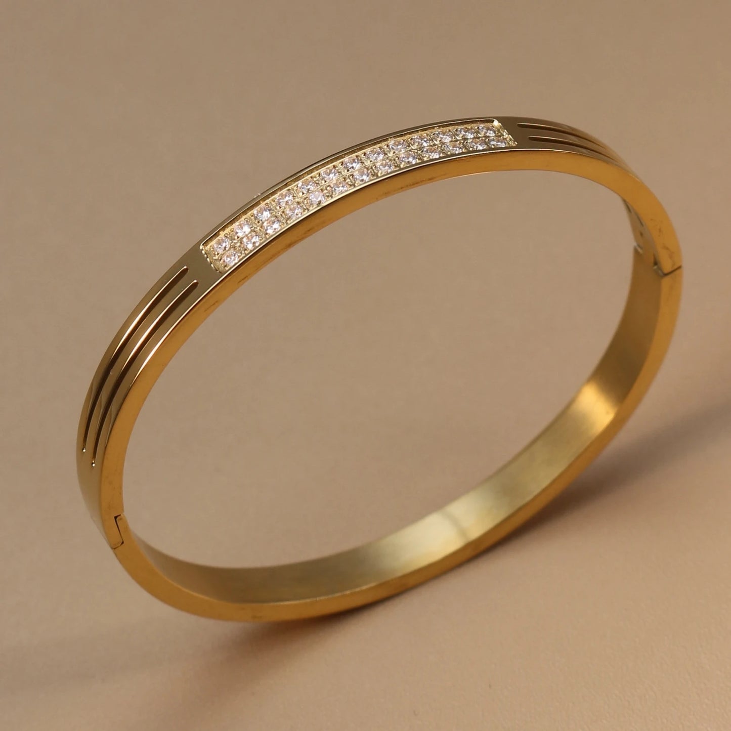 Stainless Steel 18K Gold Plated Zircon Women's Bracelet Bangles Gifts