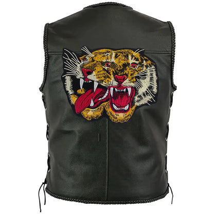 Large Size Biker Applique Fierce Tiger head Embroidery Patches Iron on for Clothes Animal Stickers Patch
