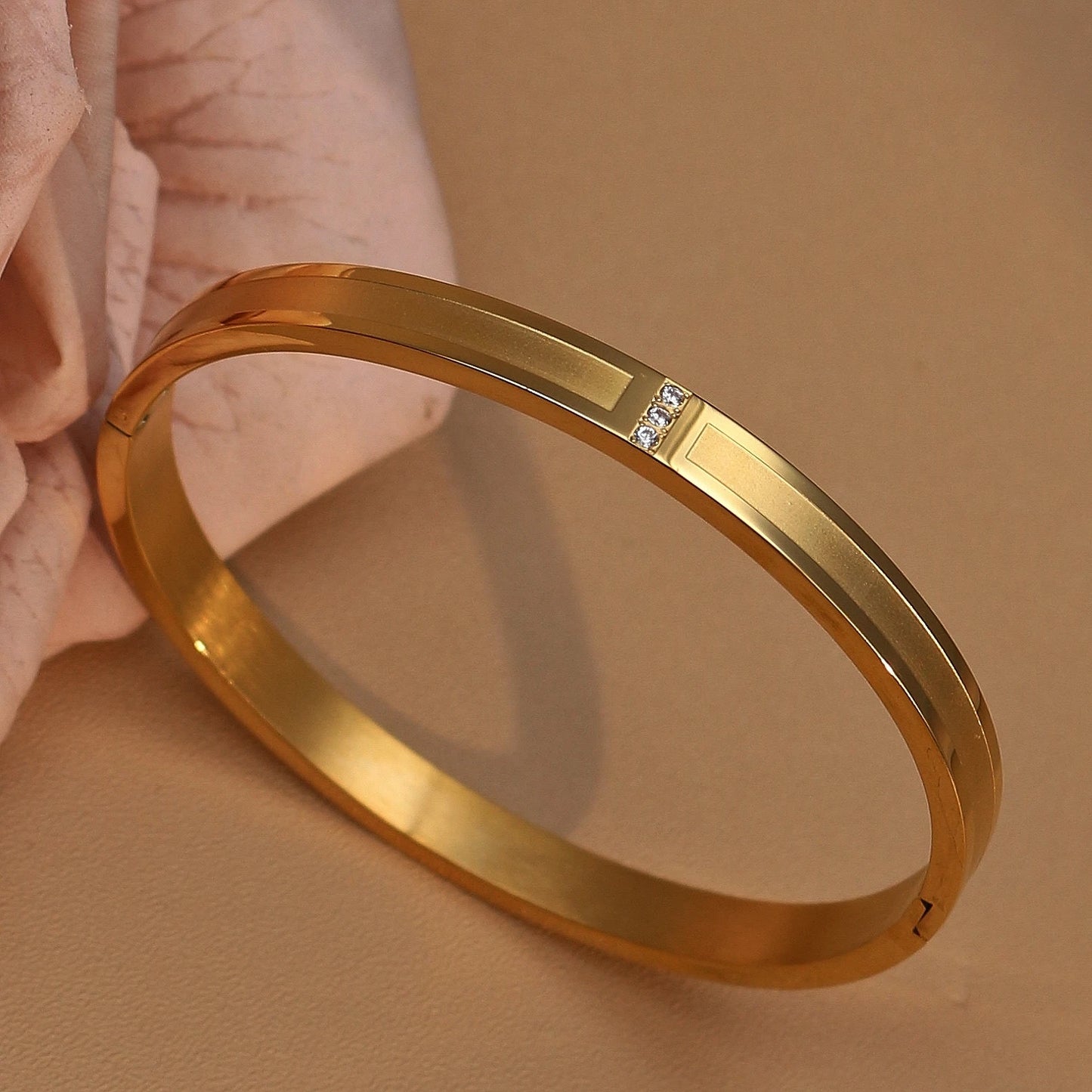 18K Plated Stainless Steel Zircon Fashion Women's Bracelet Bangles Gifts