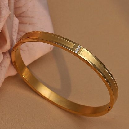 18K Plated Stainless Steel Zircon Fashion Women's Bracelet Bangles Gifts