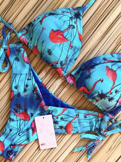 Sexy Print Swimsuit Bandage Two-Piece Swimwear Brazilian Beachwear Bathing Suit